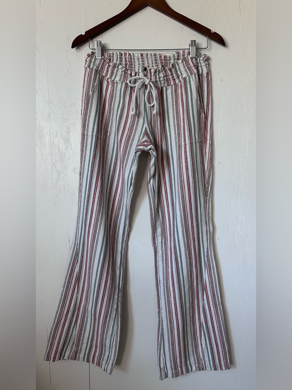 Roxy Striped Drawstring Lounge Pants Cotton Linen Blend